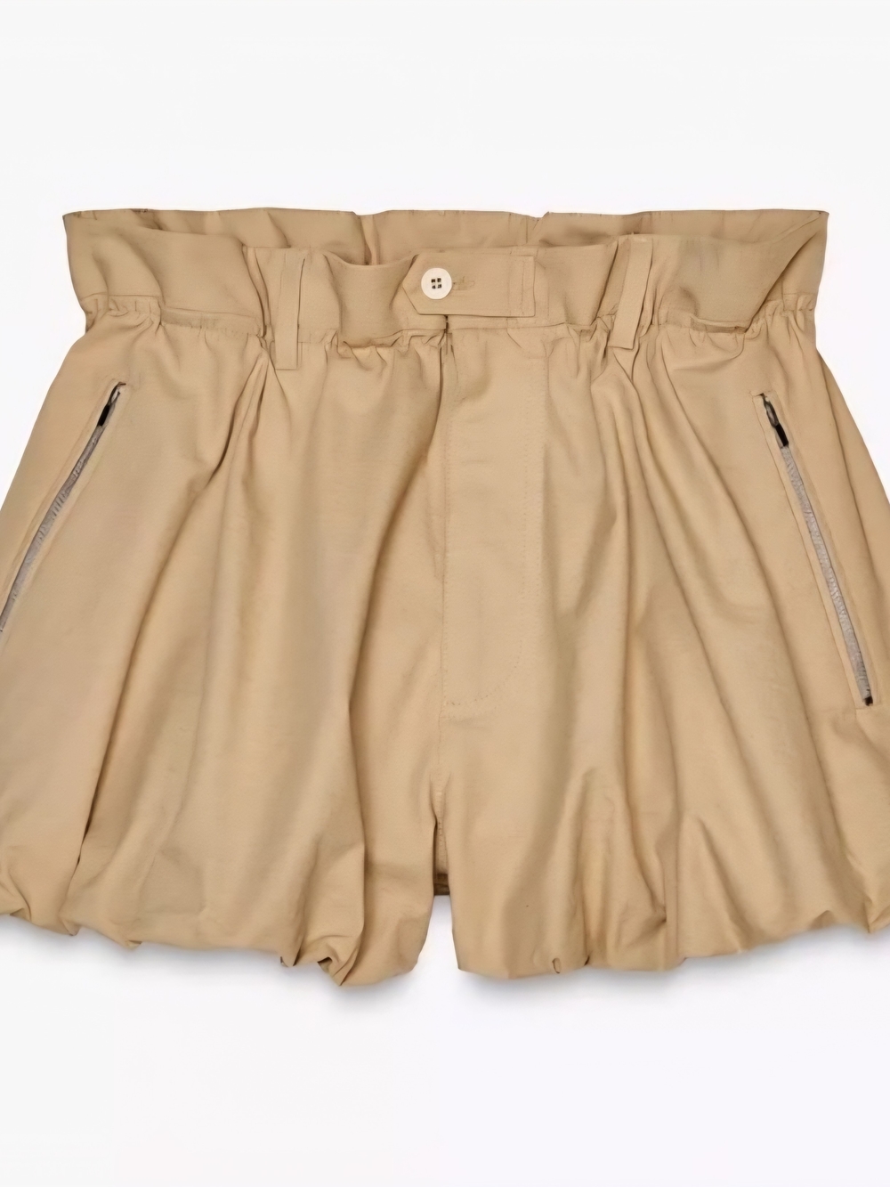 Zara Beige Paperbag Waist Bubble Shorts